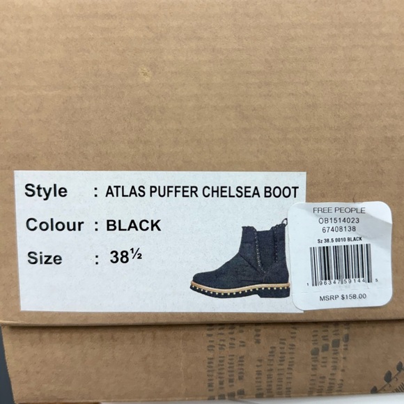 Free People Atlas Puffer Chelsea Boot Black Size 38.5 (US 8) New in Box - Picture 5 of 15